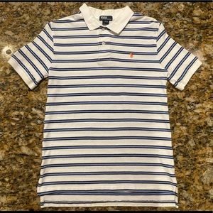 Boys Large (14-16) Polo Ralph Lauren Button Short Sleeve Shirt white and blue